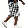 Men's Casual Loose Fit Plaid Shorts Lightweight Breathable Cotton Blend Fabric with Elastic Waistband and Side Pockets for Everyday Wear