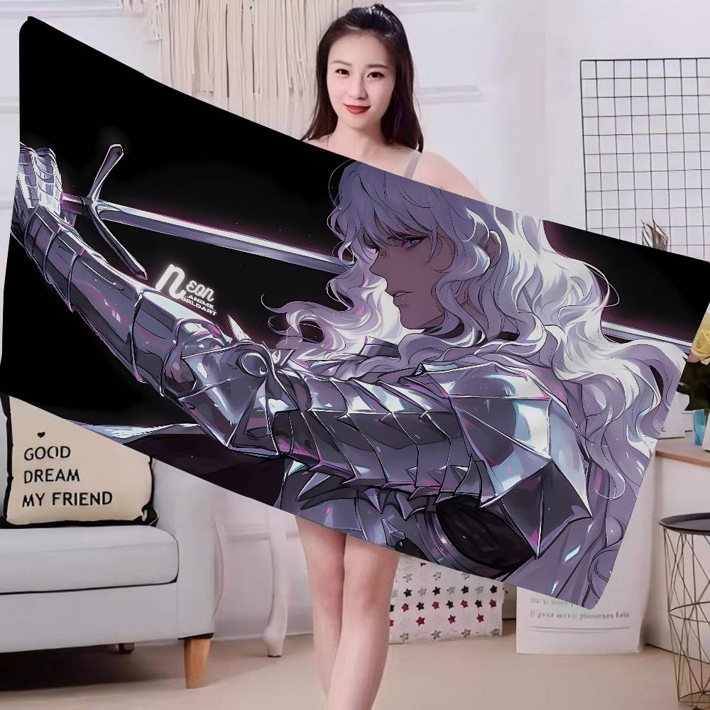 Berserk Guts Heißes Anime-Mikrofaser-Decke Schnelltrocknend Strandtücher Übergröße Druck Super Saugfähig Pooltuch Decke