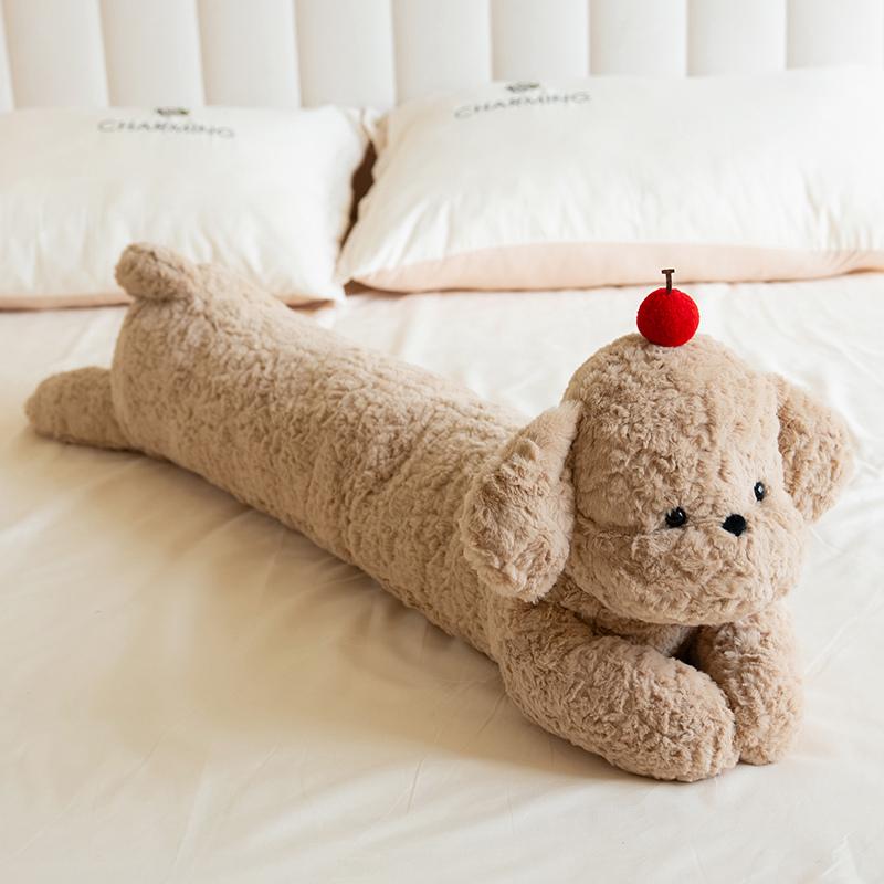 100cm Cartoon High Quality Giant Long Dog Plush Doll Pillow Curly Brown White Black Cherry Dog Plush Toy Home Decor Girls Gift