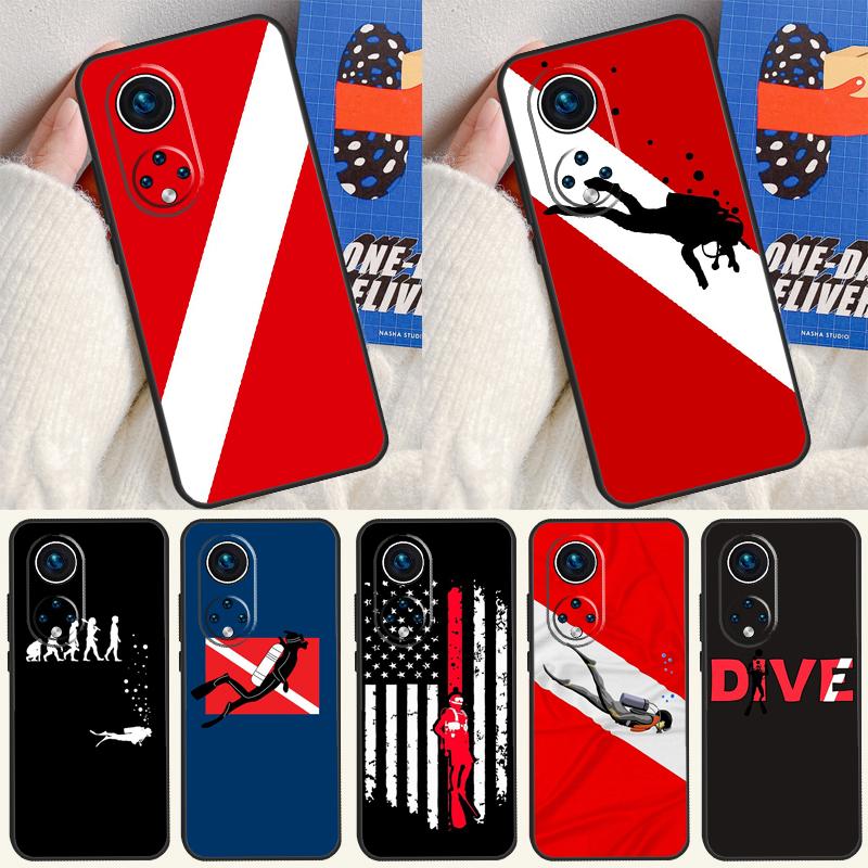 Diver Down Scuba Flag Case For Honor 200 Pro 50 70 90 X9a X8a X8 X9 X8b X9c X9b Honor Magic 7 5 6 Lite Pro Cover