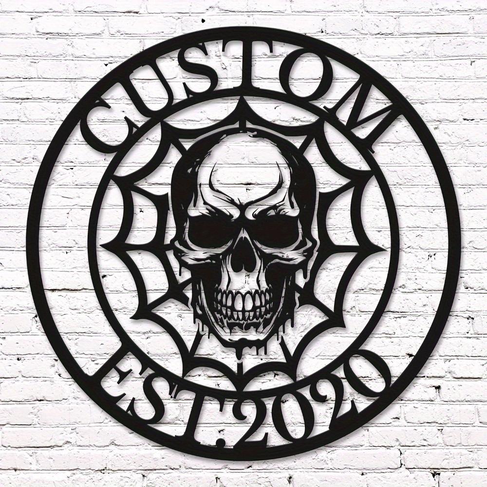 Unique Handmade Skull Metal Wall Decor Black Nautical Sign Spooky Indoor Outdoor Halloween Christmas