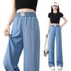 Women's Tencel Ice Silk Denim Summer Pants - Casual, Loose, Elastic Waist, Comfortable, Thin, Narrow Version.