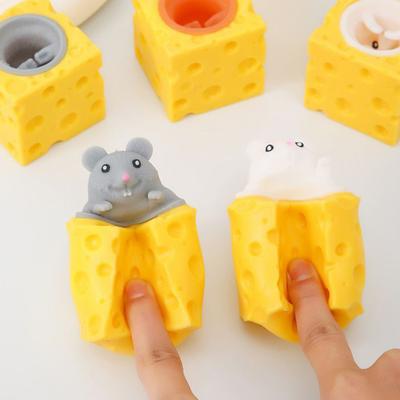 Juguete de Apretar de Queso y Ratón Lindo Descompresión Creativa Fidget Aliviador de Estrés Suave Apretable Decoración Regalo Novedoso para Niños Adultos Divertido Recuerdo de Fiesta