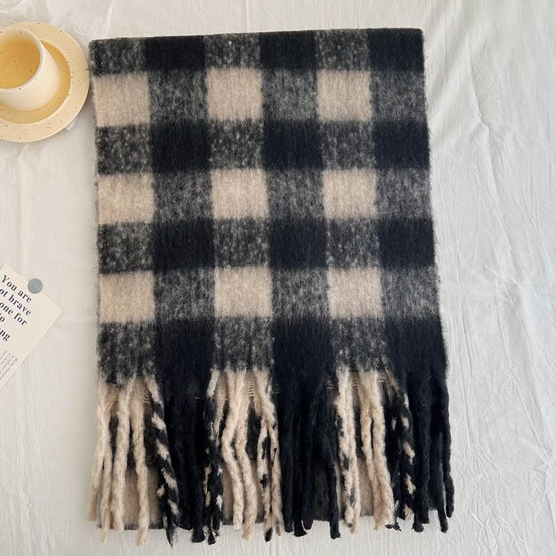 New Autumn and Winter Imitation Cashmere Scarf Women's Thickened Warm Scarf White Tassel Medium and Long Versatile Scarf Scarf Scarf