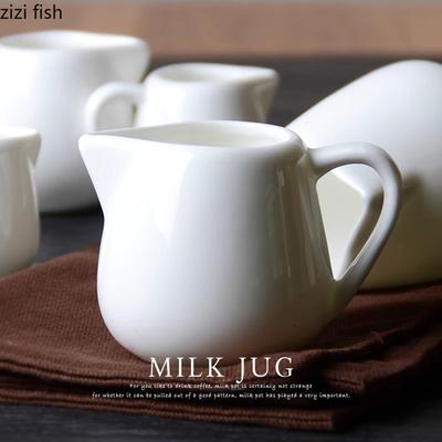 Mini jarras de café de cerâmica criativas com alça, copo de leite, lata de leite, molheiras de restaurante, utensílios de mesa especiais brancos puros