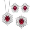 Jewelry Set Earrings Necklace Ring Light Luxury Heavy Industry Bright Pigeon Ruby Female