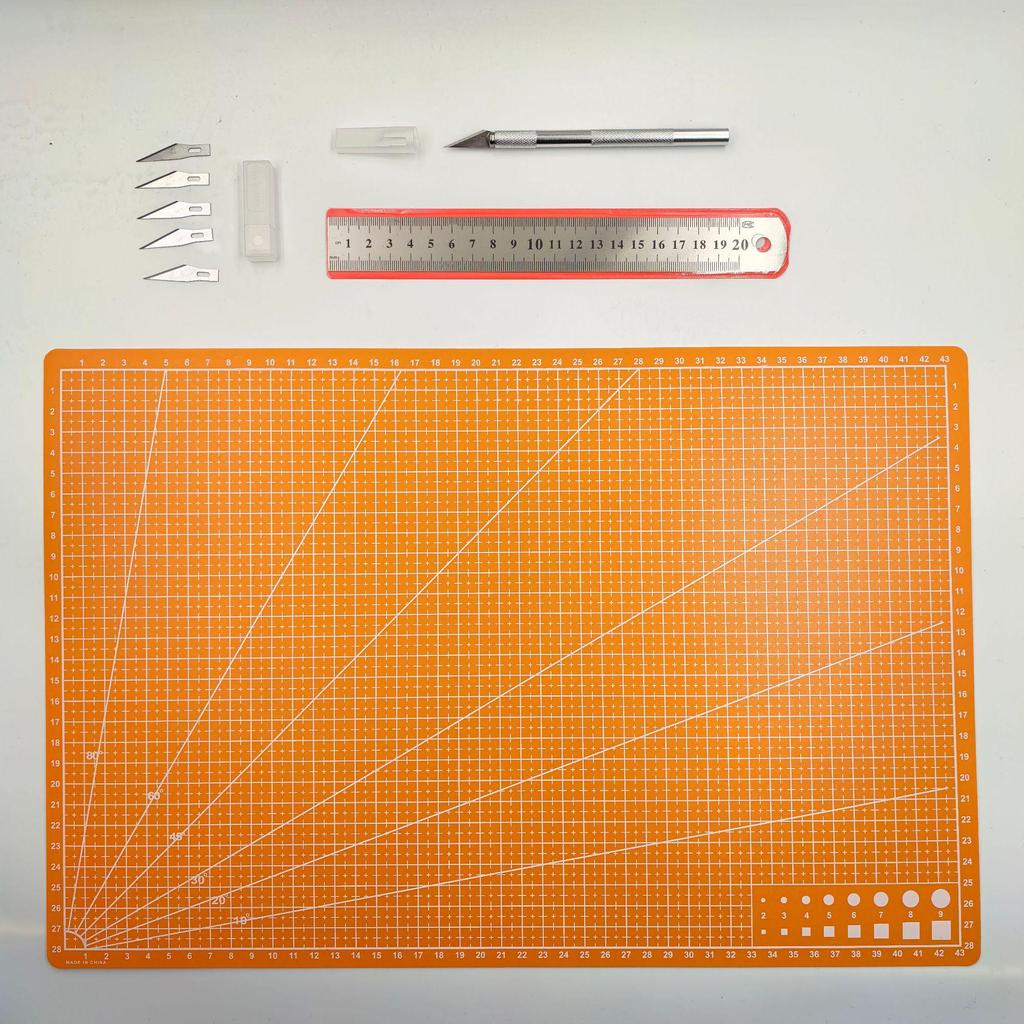 A3/A4/A5 Cutting Board & Stationery Set: Engraving Pen, Ruler, Carving Knife, Mat Board - Multi-piece Handmade Craft Kit