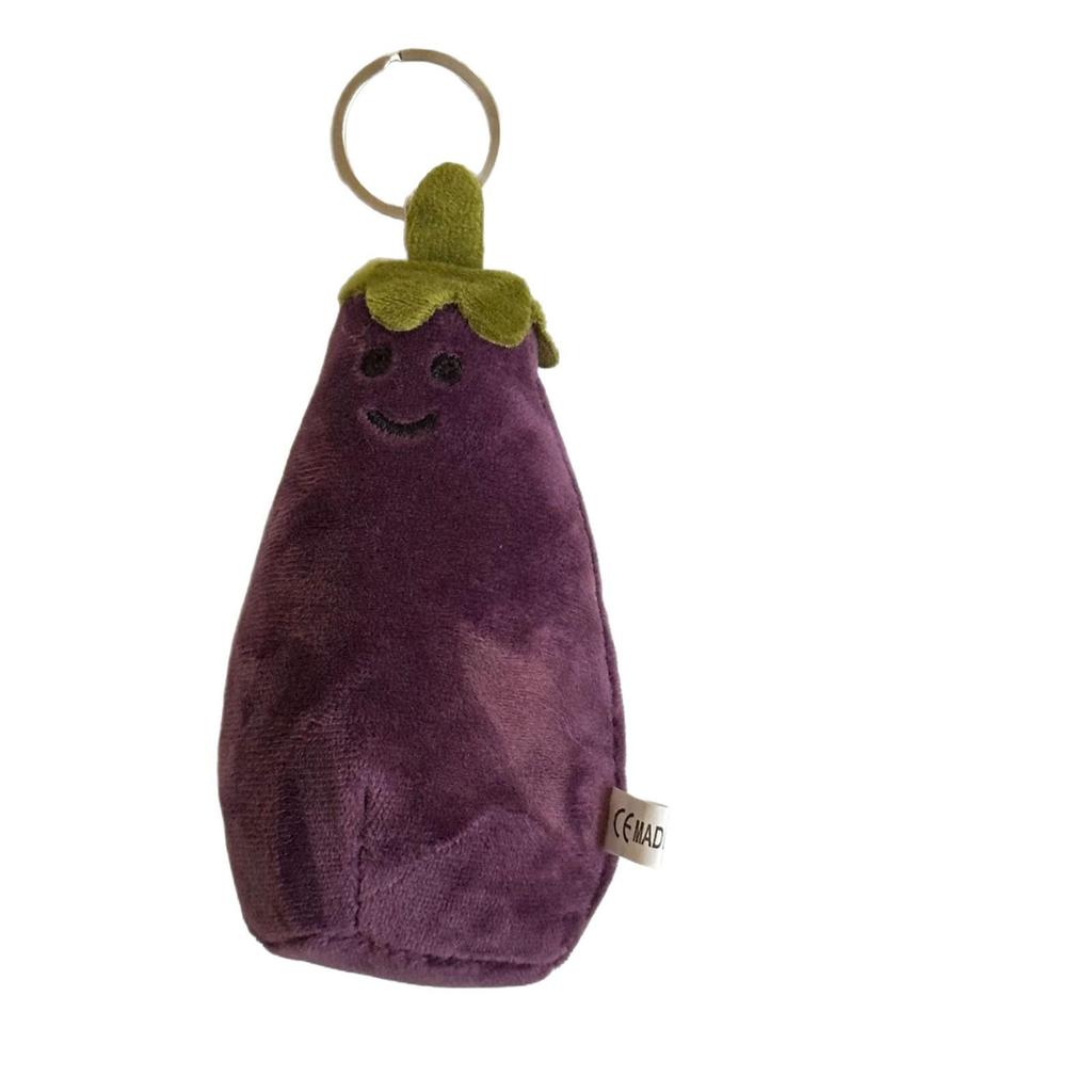 Creative Eggplant Plush Stress Relief Keychain Toy