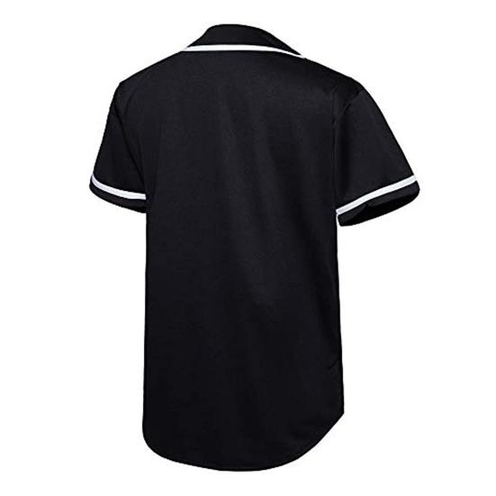 Men Summer T-shirt Pullover Short Sleeves Color Matching Buttons Single-breasted Daily Wear Loose Mid Length Men Baseball Uniform Male Clothes