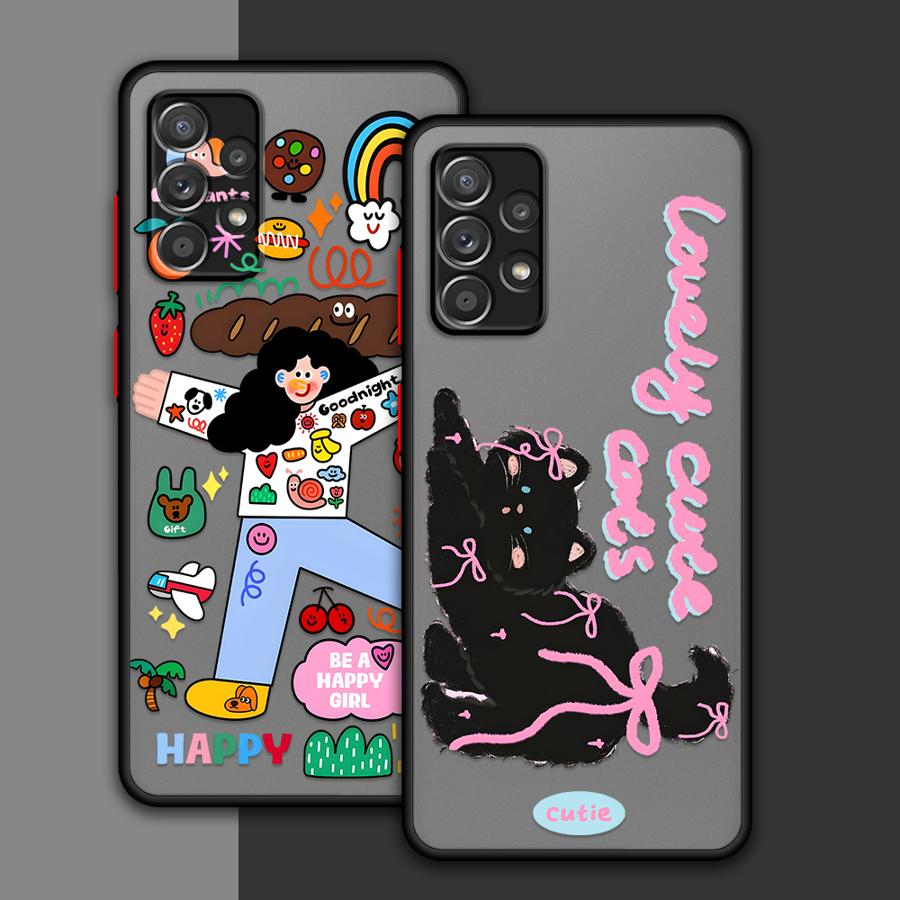 Case for Samsung Galaxy A73 A33 A16 A15 A35 A14 A23 A34 A36 A56 A55 A17 A52 A52S A72 A54 A53 Phone Cover Cartoon Character Cat