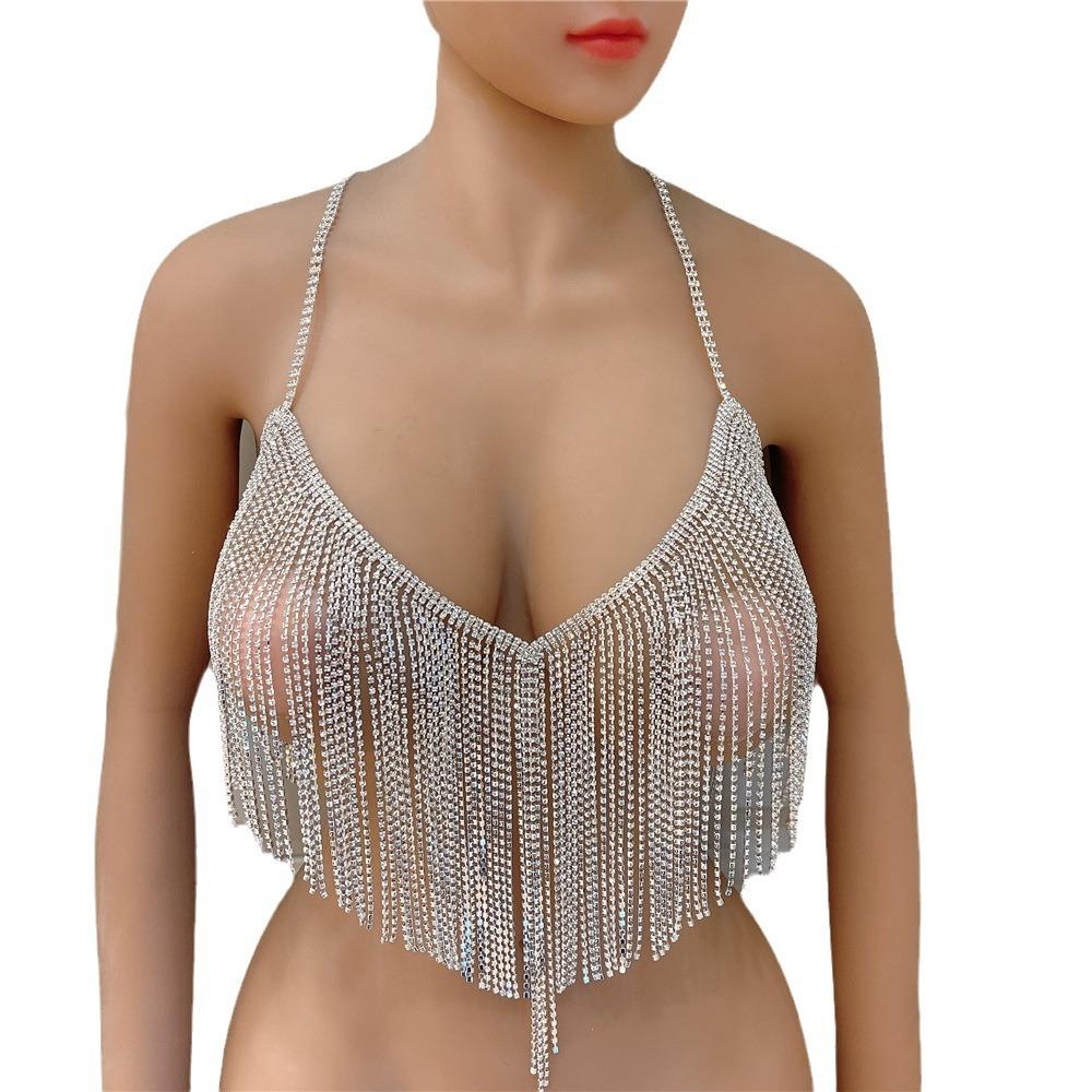 Mode Sexy Strass BH Kette Nachtclub Luxus Fransen Körperkette Accessoires Körperkette