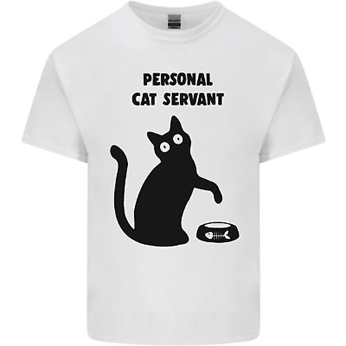 Personal Cat Servant Funny Pet Mens Cotton T-Shirt Tee Top M