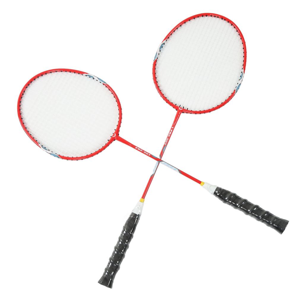 2Pcs Badminton Racquet Ferroalloy Integrated Primary Badminton Racket with Nylon Handle Red