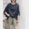 2021 New European-Style Women's Bat Sleeve Imitation Linen Summer Top