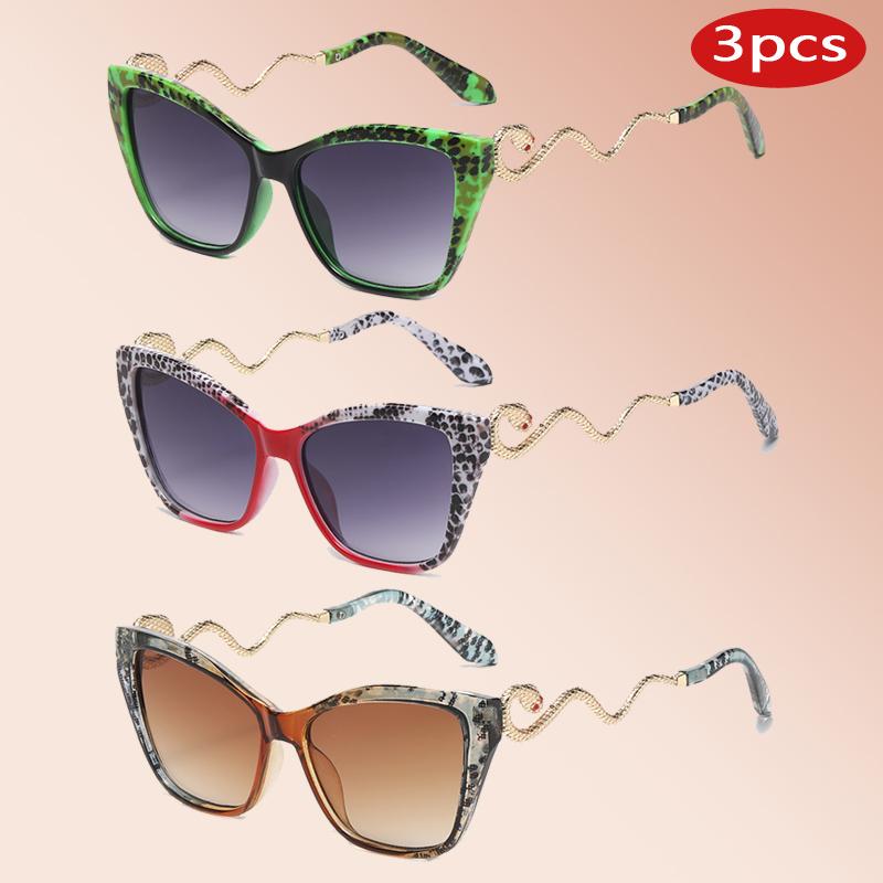 3 Pack Fashion Cat Eye Sunglasses Women Large Frame Stylish Gradient Outdoor Shades Eyewear Punk Unisex Shades UV400 Sunglasses