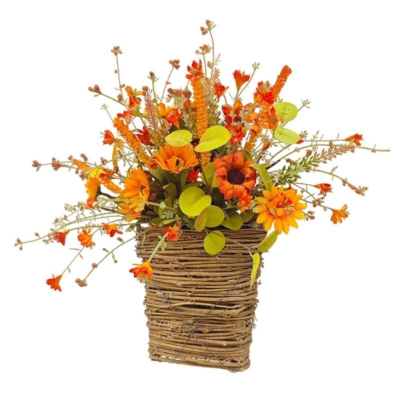Fall Sunflowers Basket Front Door Wreath Hangings Window Wall Home Decorations