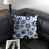 Custom Evil Eye Luxury Cushion Cover Natural Linen Organic Fabric Double-Sided Printing Sofa Home Decor Gift Pillow Case