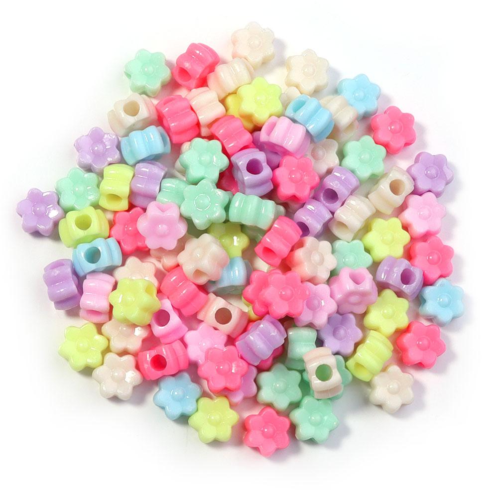 200Pcs Acrylic Beads Candy Color Love Flower Star Butterfly Loose Bead for Jewelry Supplies DIY Bracelet Keychain Decoration