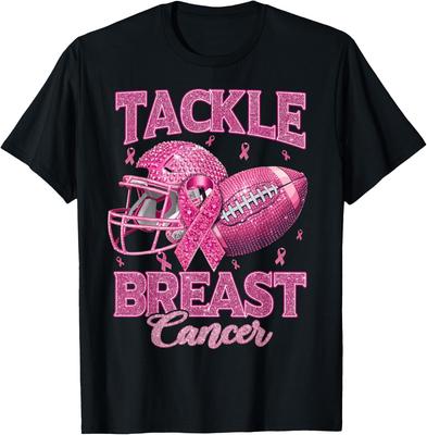 Tackle Breast Cancer Awareness American Football Pink Ribbon T-Shirt