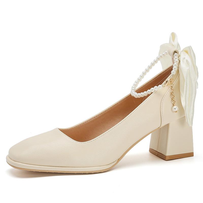 

Leather flat for Huizhou women s shoes Su Yinyin same high heels Xiaoxiangfeng spring new Mary Jane shoes 34 абрикосовый