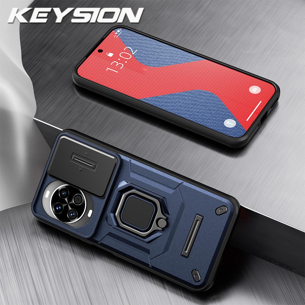 KEYSION Shockproof Case for Huawei nova 14 14 Pro Slide Camera Protection Metal Ring Stand Phone Back Cover for Huawei nova14Pro