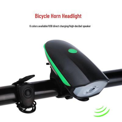 USB Rechargeable Bicycle Horn & Headlight - Waterproof Multi-Function Bike Light for Night Riding