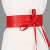 Women Fashion Solid Color Soft Faux Leather Wide Long Belt Self Tie Wrap Around Waist Girdle Dress Belts Bow Waistband