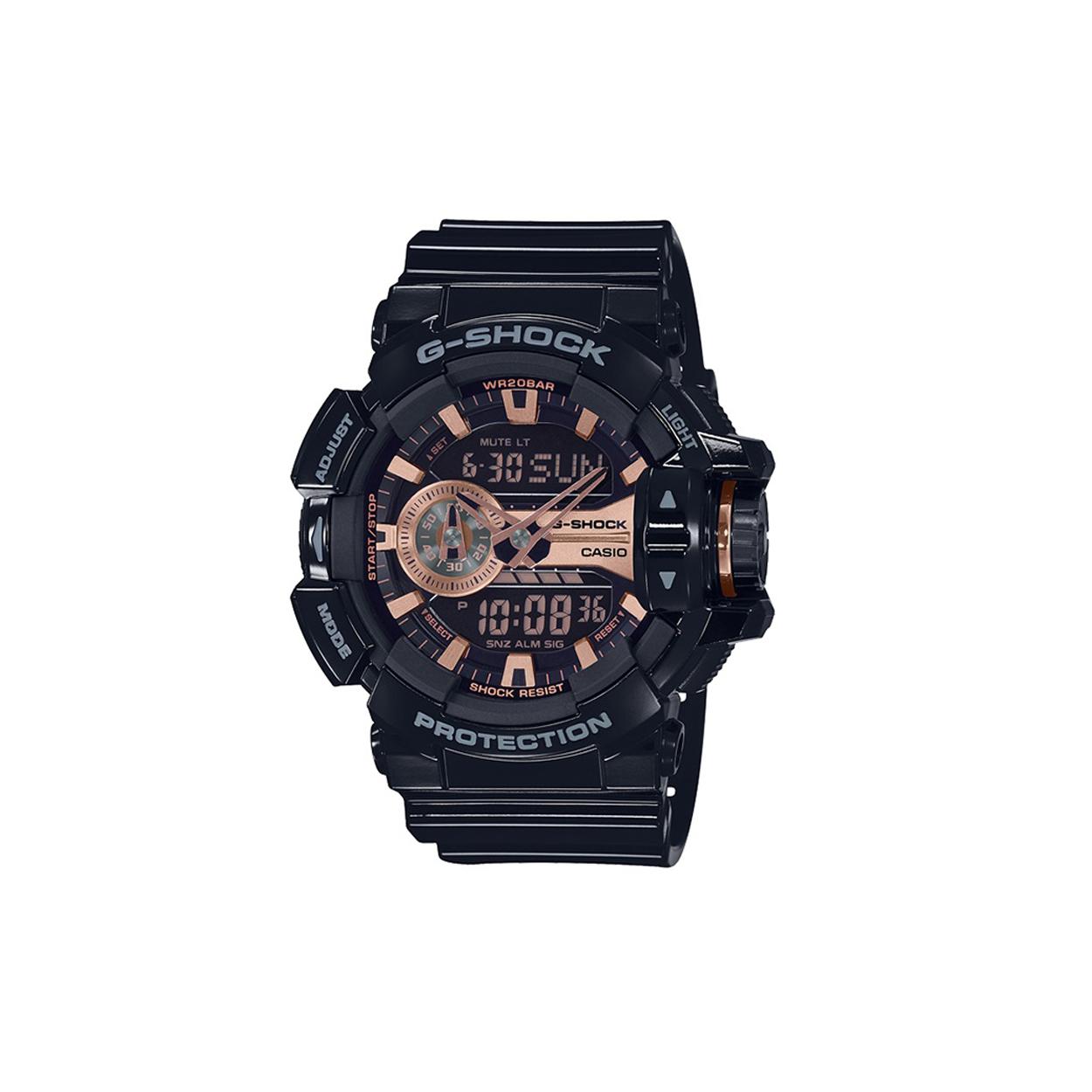 

CASIO Men Liquid Crystal/Analog Dual Display Series Black Watch GA-400GBX-1A4PR Black Gold