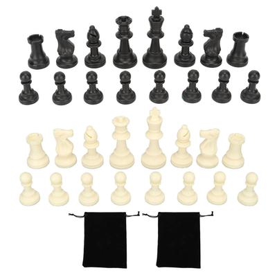 32PCS Plastic Chess Pieces Wear Resistant Anti Scratch Non Slip Chessmen Set for Family Gathering