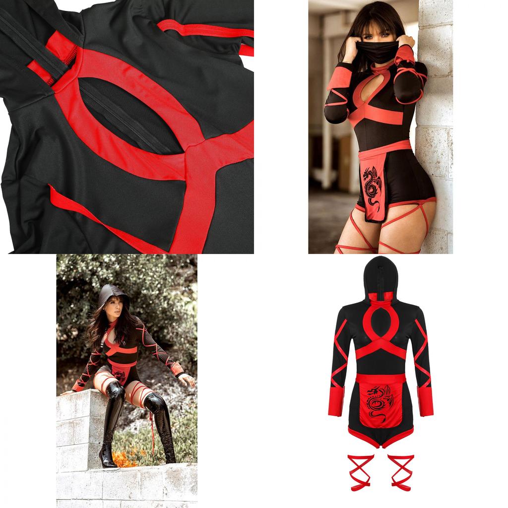 Stylish Women Ninja Cosplay Jumpsuit For Halloween Costume And Party Wear