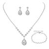 Bridal Party Jewelry Set With Zircon Water Drop Necklace Earrings And Bracelet For Weddings