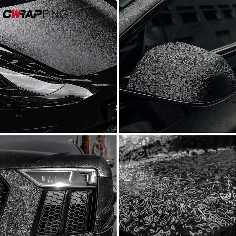 PET Carbon Fiber Car Stickers Ultra Clear Ghost Black Vinyl Film Anti Scratch Waterproof Films Car-Styling for Auto Accessories 10cmx150cm