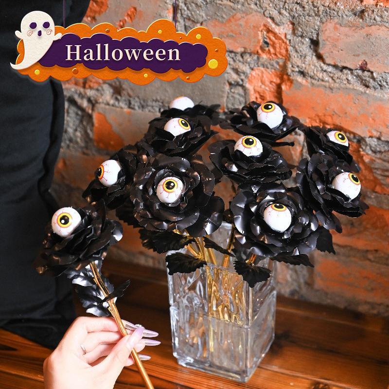 Halloween Decoration Horror Spooky Eyes Artificial Flowers Halloween Pumpkin Flower Bouquet Gifts Eternal Flowers