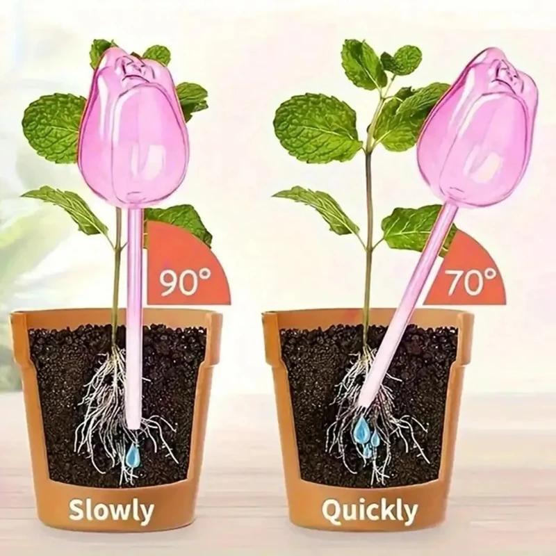 1/2Pcs Pomegranate Flower Watering Machine Glass Creative Modeling Watering Machine Pot Lazy Watering Machine Tulip Waterer
