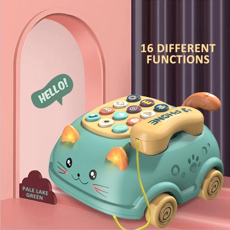 Baby-pädagogisches Lernspielzeug Montessori Musical Handy Spielzeug Mädchen Kinder Kind simulierte Telefon Geschichte Maschine
