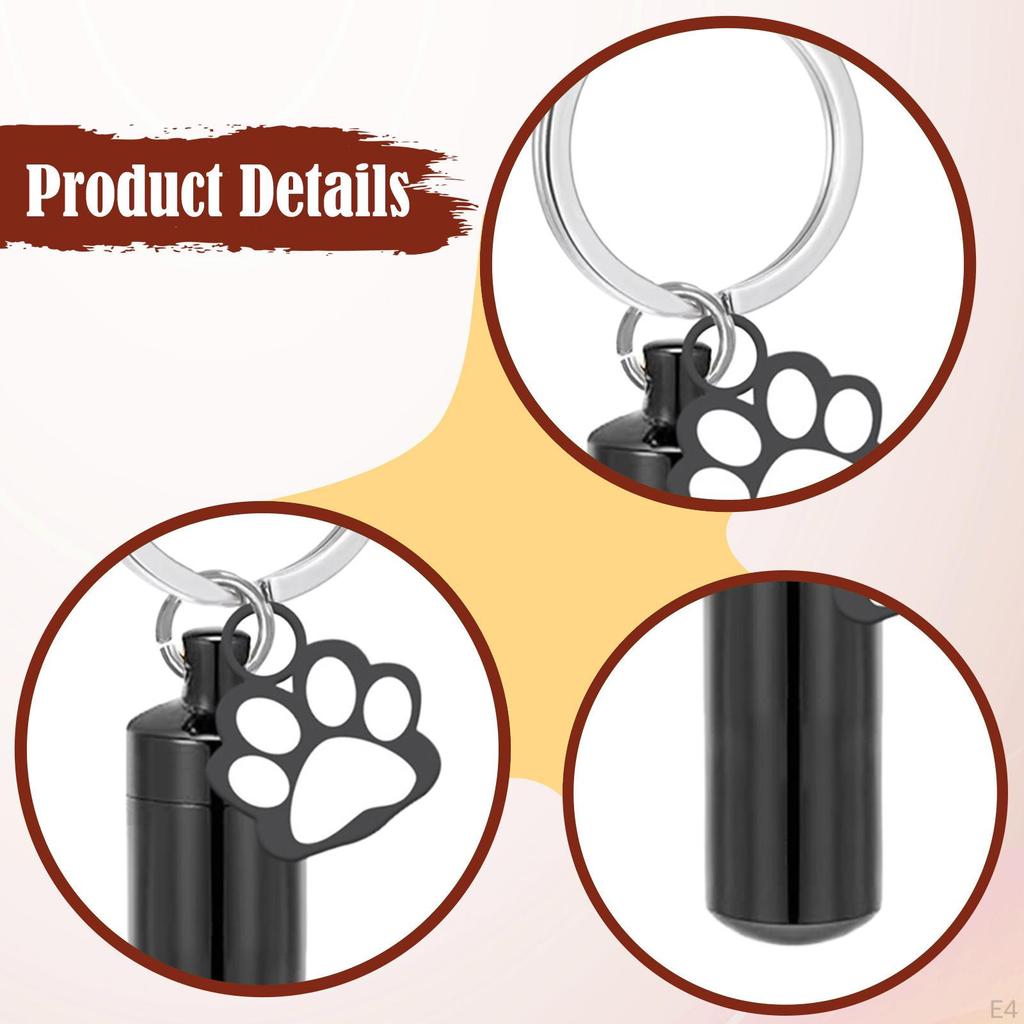 Cremation Jewelry Urn Keychain for Keepsake Key Chain Unique Metal Pet Hair Storage Bottle
