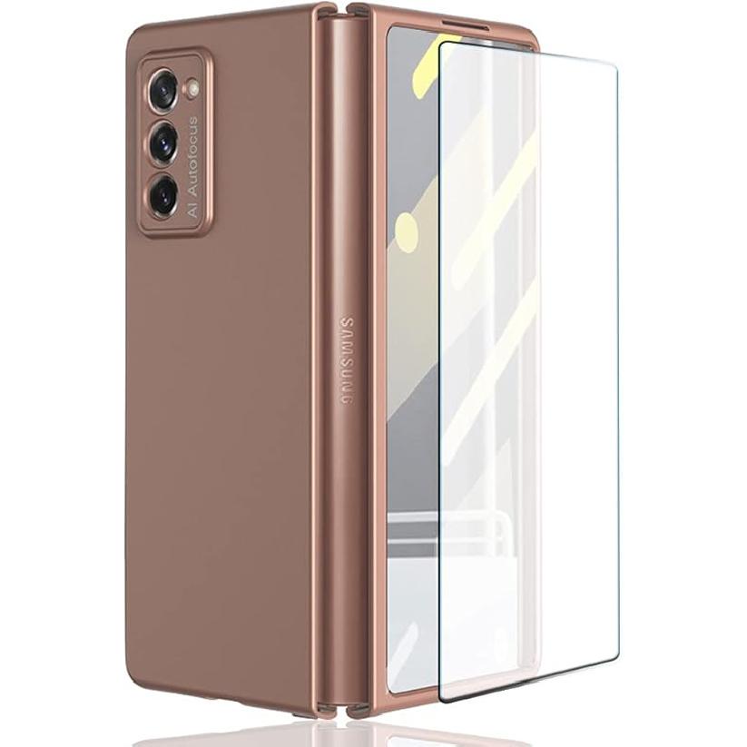 Case for Samsung Galaxy Z Fold 2 5G,Case with Glass Tempered Film,Ultra Thin Anti-Knock Combination Film Hard Matte Shockproof Protective Cover Shell