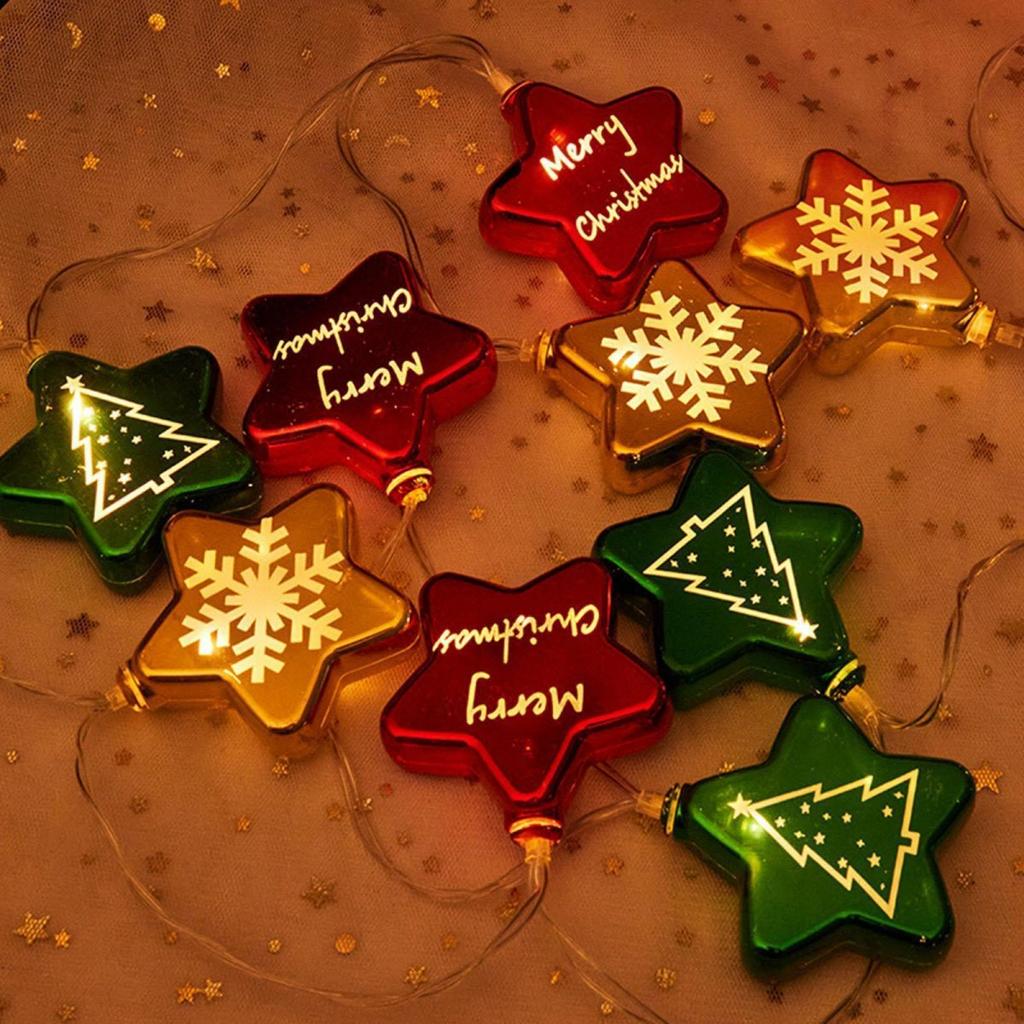 1pc 10/20 LED Christmas Electroplated Star Battery Powered String Light Christmas Fairy Atmosphere For Festive Christmas Decor