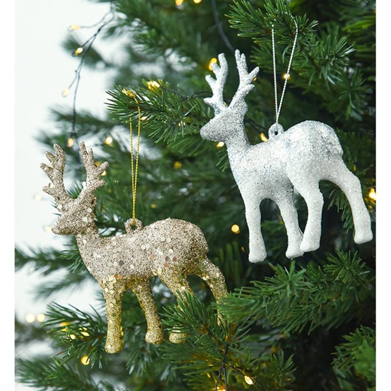 Shimmering Deer Christmas Tree Decoration, Plastic Ornament with Integrated Hanging Loop for a Bright Seasonal Accent