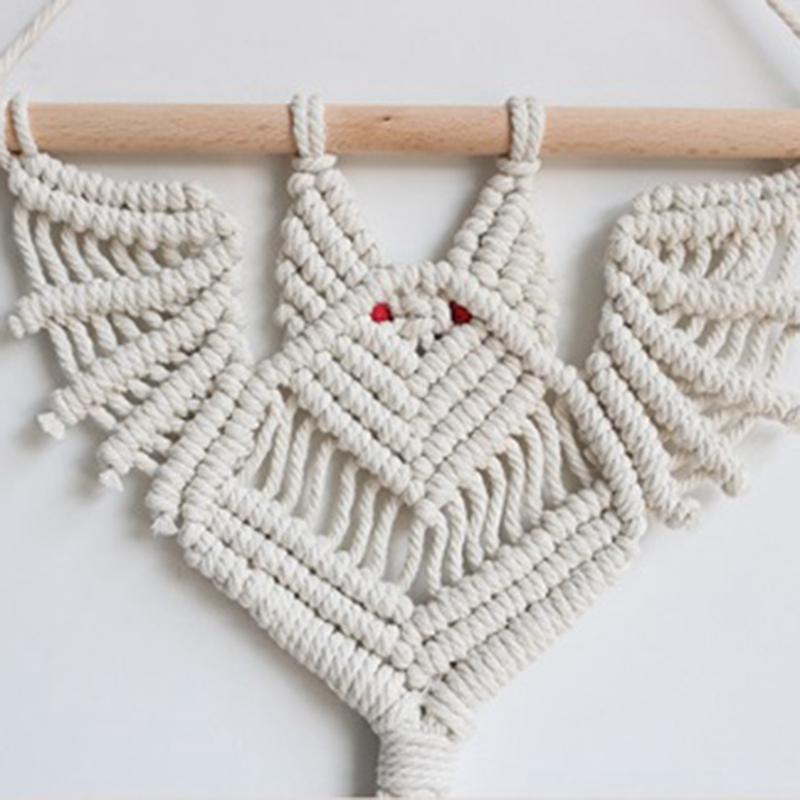 Halloween Bat Macrame Wall Hanging Geometric Art Decor Handmade Woven Gothic Ornament For Bedroom Black Durable Easy Install