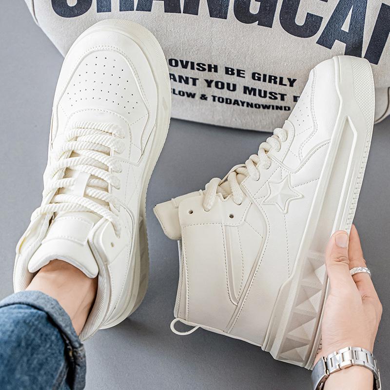 Autumn Men's Casual Sports Shoes Flat Heeled Boots High Cut Thick Soled Sports Shoes Men's Outdoor Travel Shoes