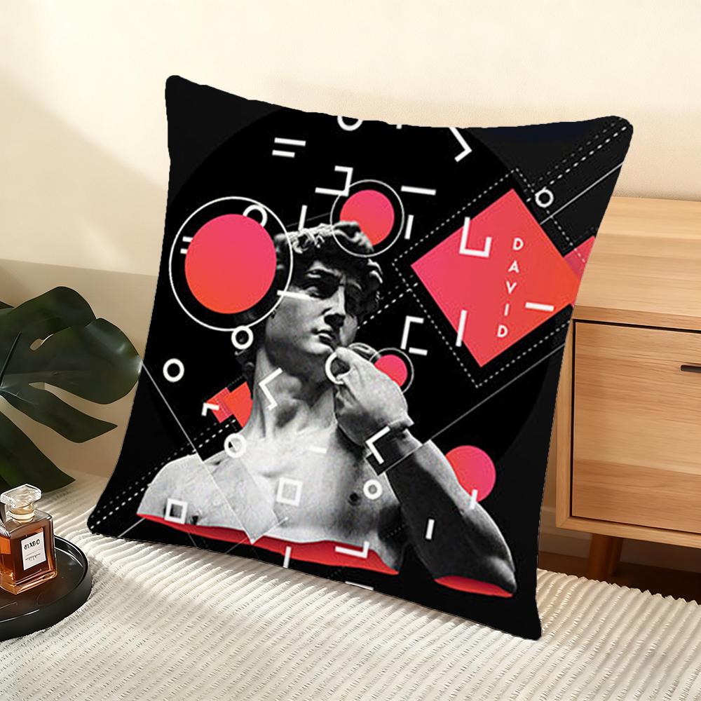 Funny Art D-David Statue Cushion Cover Soft Short Plush Pillow Cover Smooth Cozy Texture Aesthetic Cushion Case Home Decor