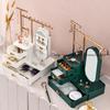 Jewelry Display Organizer with Mirror Wall Mounted Stand for Earrings Necklaces Bracelets on Vanity