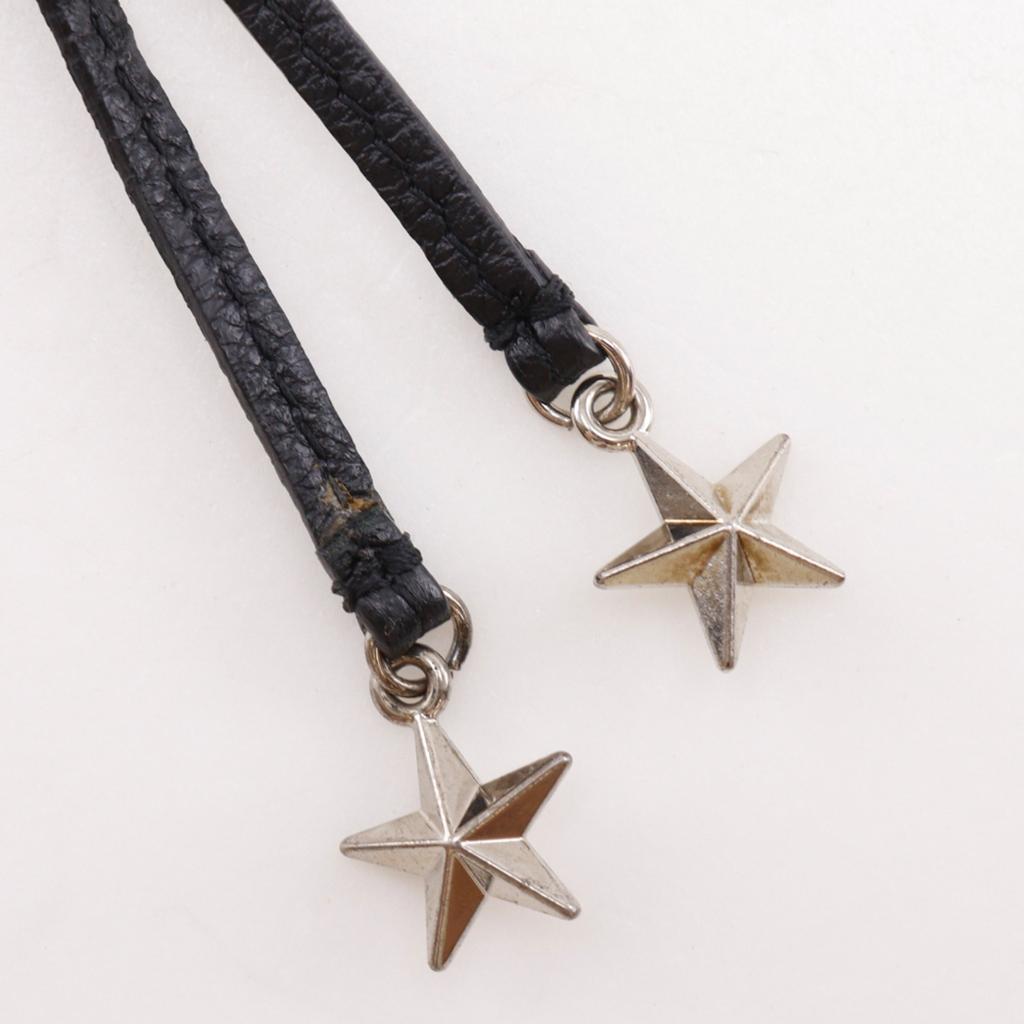 JIMMY CHOO Zip Around Purse Star studs black leather/Rhinestone Women Used
