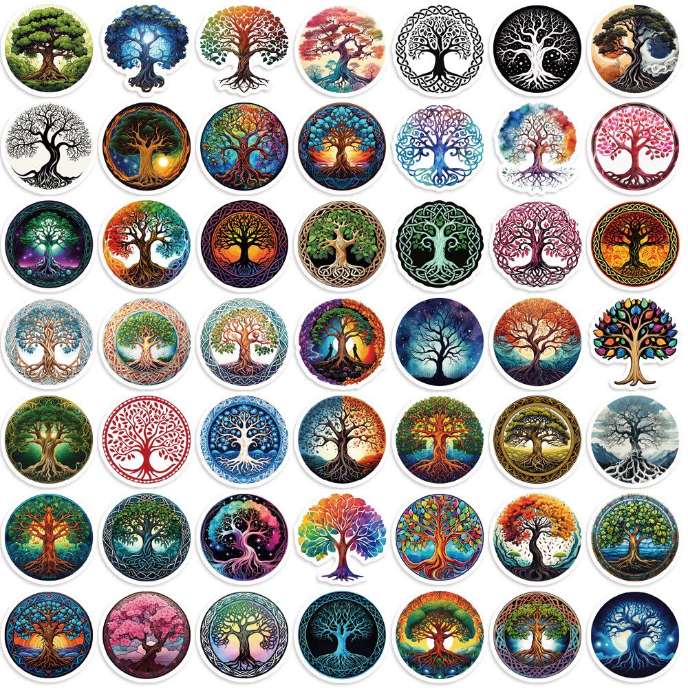 50 Cartoon Tree of Life Doodle Stickers Guitar Notebook Suitcase DIY Waterproof Stickers
