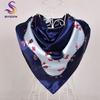[BYSIFA] China Style Blue White Silk Scarf Cape  New Design Ladies Muslim Head Scarf Printed Fashion Accessories Satin Scarf