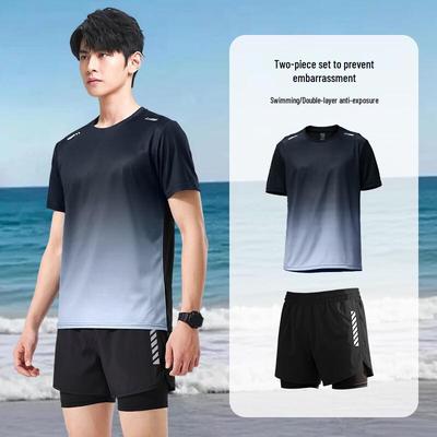 Set Costume da Bagno Uomo Split ad Asciugatura Rapida con Slip a Doppio Strato