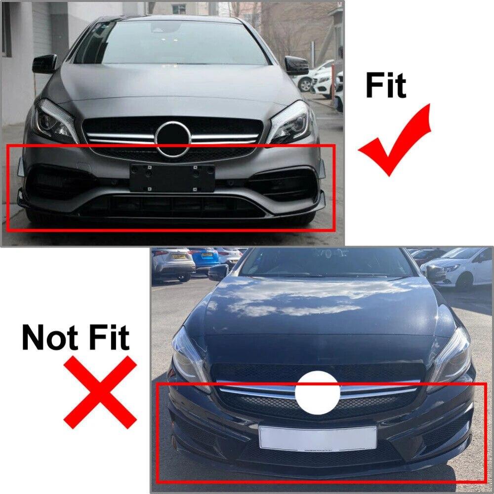 Front Bumper Canards Splitter Spoiler Side Vent Cover Trim For Mercedes Benz A-Class W176 A180 A200 A220 A250 A45 AMG 2016-2018