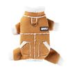 Warm Fleece Pet Coat Small Medium Dogs Cats Winter Thick Hooded Four-Legged Harness-Compatible