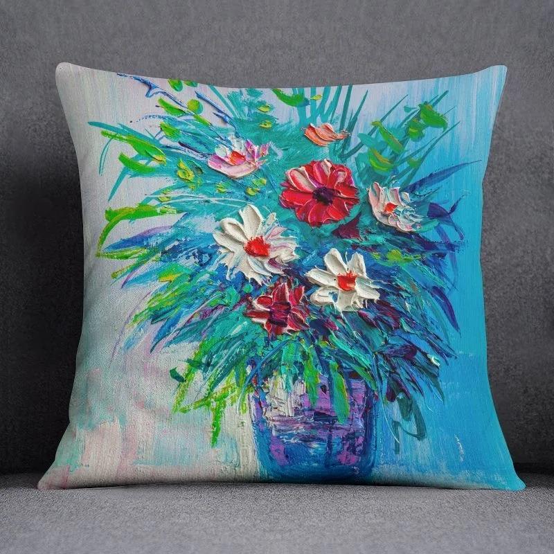 Colorful Oil Painting Pattern Pillowcase Car Ornaments Office Living Room Home Pillowcase